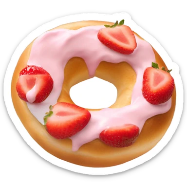 a bagel with strawberry cream cheese in the middle sticker