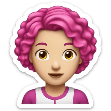White girl with a magenta hair sticker