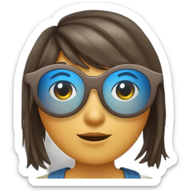 fille brune avec des lunettes et une frange rideau sticker