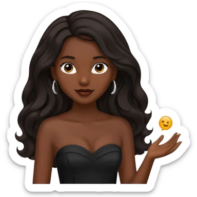 WOMAN WEARING STRAPLESS BLACK DRESS WITH DARK HAIR sticker