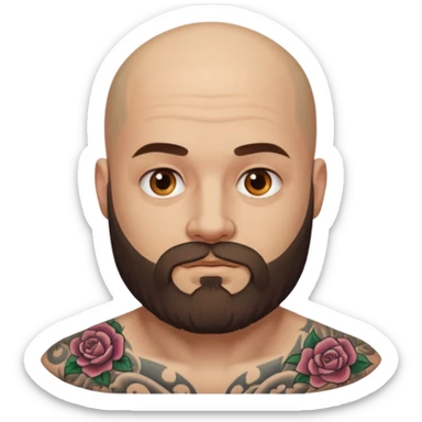 tatooed bearded bald man  sticker