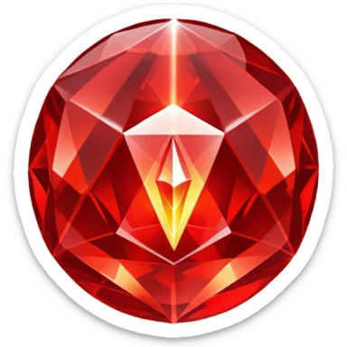 Red crystal with a red glow coming from its center. In the center of the crystal a $ sticker
