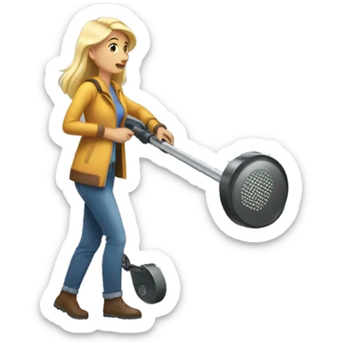 Pretty woman using a metal detector  sticker