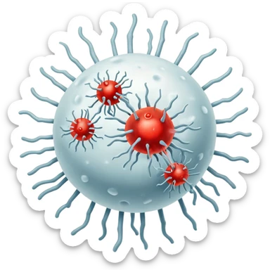 Immune system with white blood cells fighting virus sticker