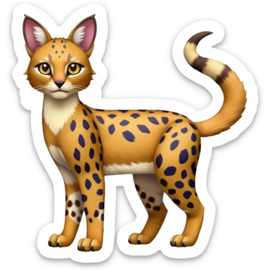 Colorful Bobcat-Caracal-Leopard-Genet-Pokémon-Digimon-Fakémon-fusion-hybrid-creature sticker