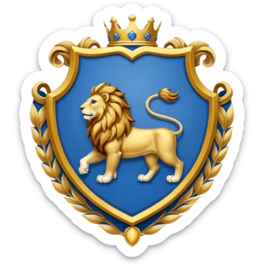 lion emblem with blue white and gold color sticker