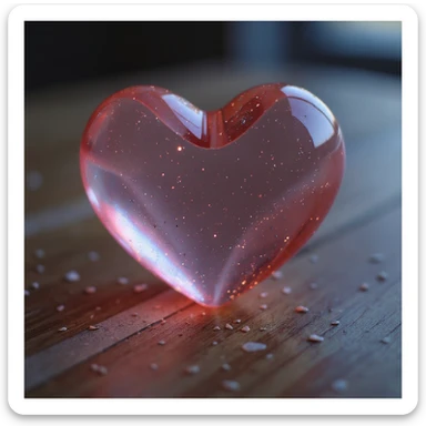 Remove the background, keep the photorealistic glass heart with sparkles and subtle rainbow reflections, make background transparent. sticker