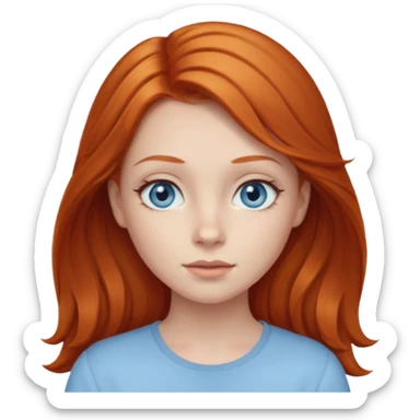 Ginger head girl with long hair and lightblue eyes sticker
