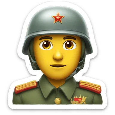 ussr soldier serious with military helmet sticker