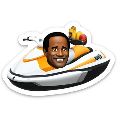 Oj Simpson on a jet ski sticker