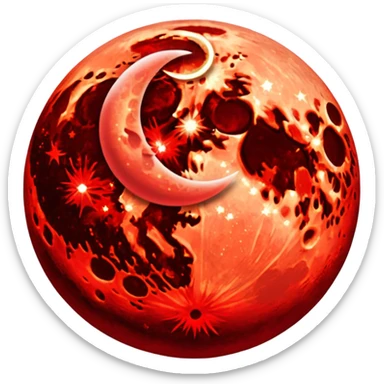 glitter red blood moon crescente sticker