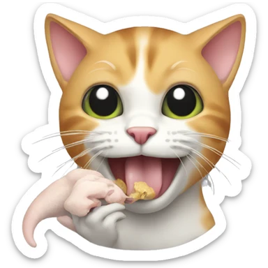 cat eating mouse sticker