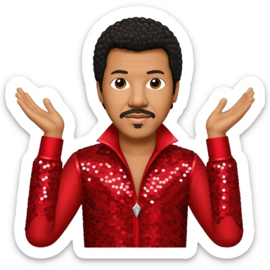Lionel Richie with dark brown hair, red sequin outfit  sticker