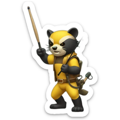 Wolverine with a fishing rod sticker