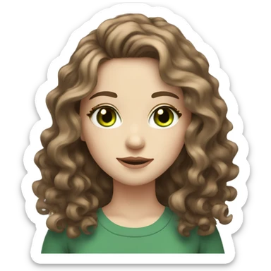 Pretty girl with wavy brown hair pale skin and green eyes sticker
