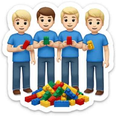 boys playing with legos full body sticker