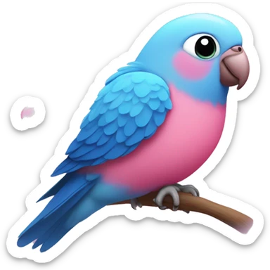 Blue lovebird with pink hearts sticker