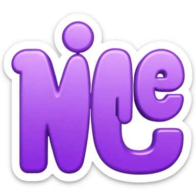 3D text that spells "me" in a shiny purple font sticker sticker