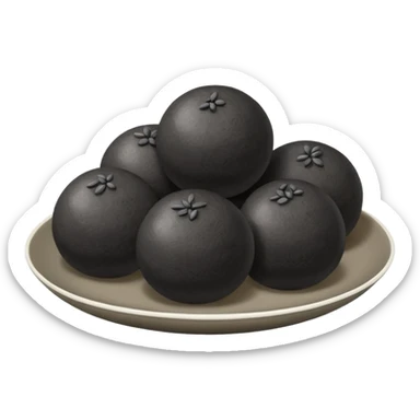 black sesame small glutinous rice flour balls white sticker