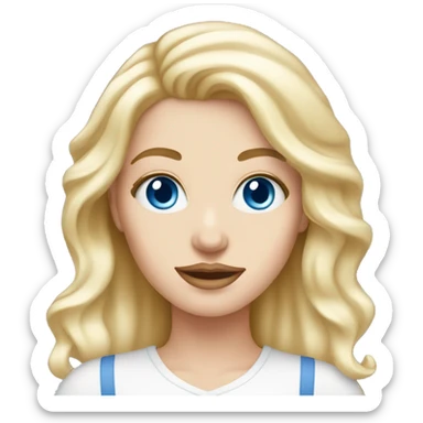 white girl with blue eyes applying cream on face sticker