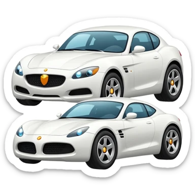 a white car on a black background. Lots of details sticker