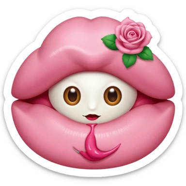 Un 😀 avec un doigt dans la bouche qui cligne des yeux, et il a un nœud sticker