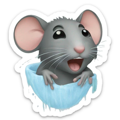 rat taking shower sticker