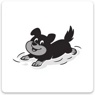 dog swimming in water, hand drawn doodle style, sketchy, simple lines sticker