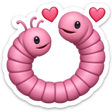 worm with hearts sticker