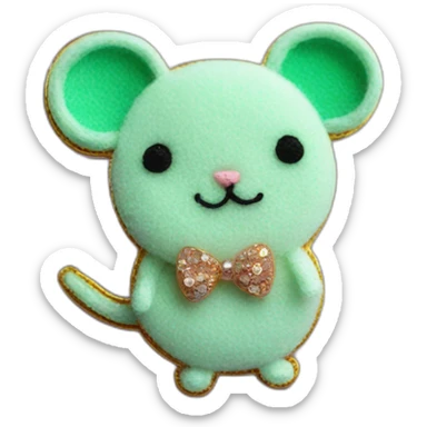Mint mouse handmade brooch sticker