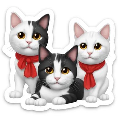 three cats - white, red, black sticker