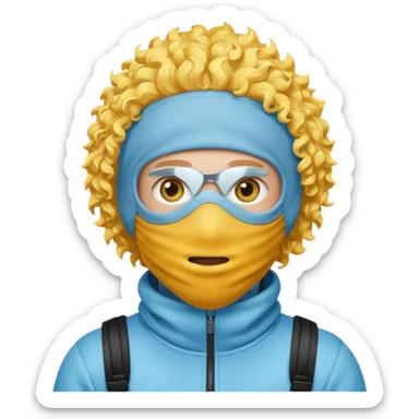 make a yn in a ski mask but but the mask is only covering his mouth and his hair is curly and yellow skin like emoji sticker