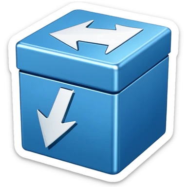 create an emoji with a tilted blue box with a white arrow in it make sure its kinda small sticker