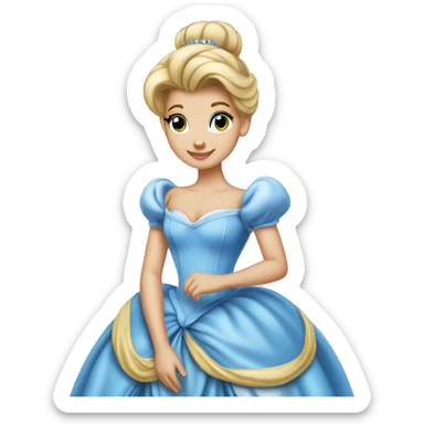 Princess Cinderella Blonde Bun Blue ball gown  sticker