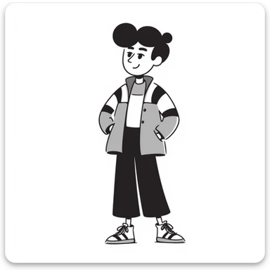 A teenage robot in bright teenage clothes and sneakers sticker