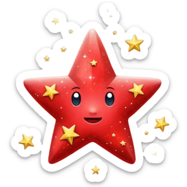 red star glitter space sticker