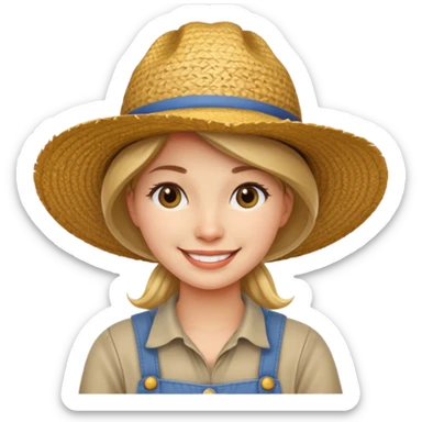 farmer woman with straw hat sticker
