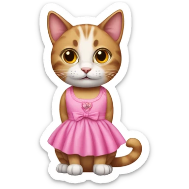 Cat wearing pink dress sticker
