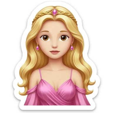 Venus, Goddess of Love from Gods and Goddesses with long golden blonde hair, pink outfit sticker