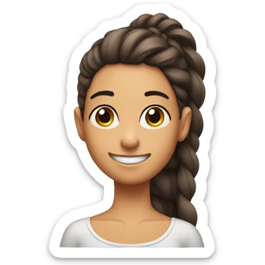 Girl smirking while putting hair behind ear sticker