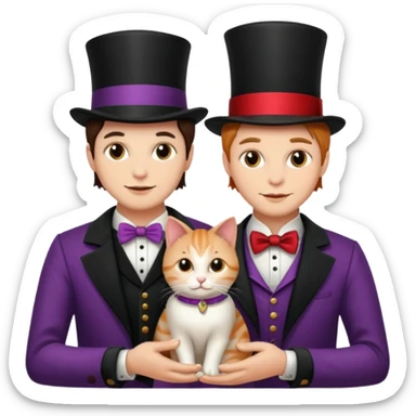 magician couple and their pet cat sticker