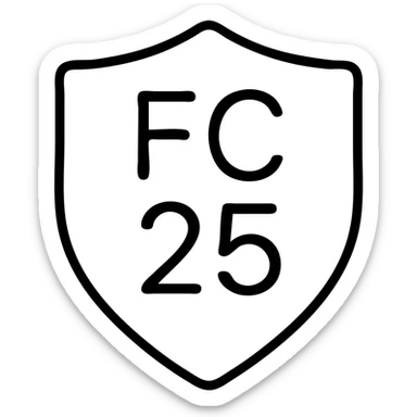 minimal icon of 'FC 25' as a badge or logo, simple black outline, no fill sticker