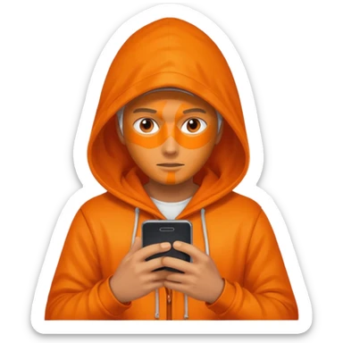 hooded-on-their-phone-making-money orange skin sticker