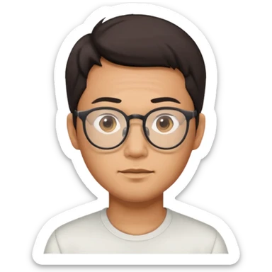 asian guy with glasses neutral expression sticker