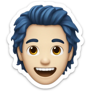 Un jeune homme brun les cheveux bleus qui sourit avec des dents de vampire sticker