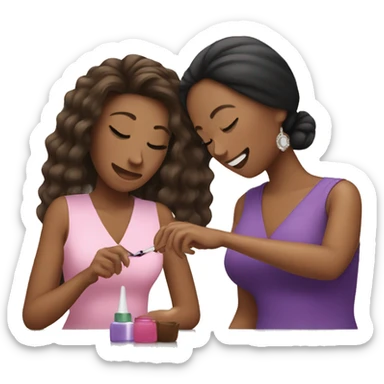 woman doing a manicure to another woman sticker