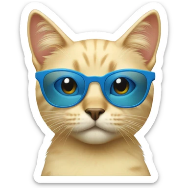 blonde cat with blue sunglasses  sticker
