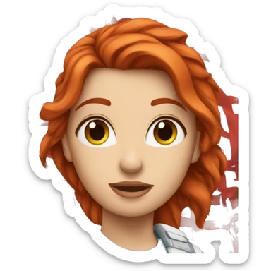 a red hair female on everest greek flag sticker