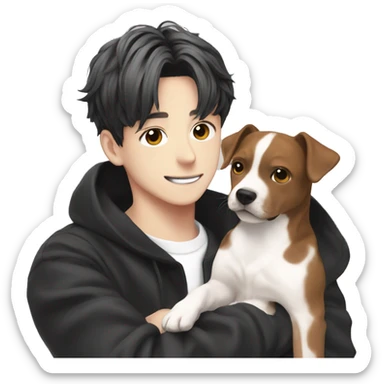 Jungkook with his dog sticker