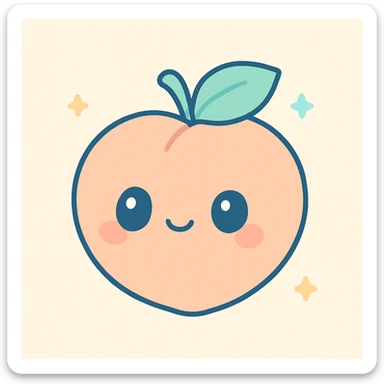 cute peach character, soft colors, adorable expression, kawaii style sticker